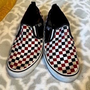 Vans slip on Red and black checker